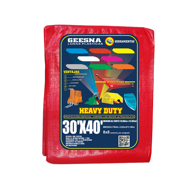 LONA LIGERA ROJA 30X40 FT 80 G 9.00X12.00 MTS GEESNA | 2495